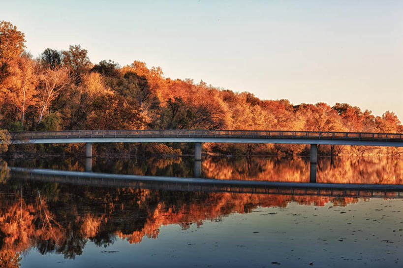 无人,横图,室外,白天,河流,美国,反射,桥,首都,联系,树,天空,自然,摄影,改变,华盛顿特区,波托马克河,秋天,彩图
