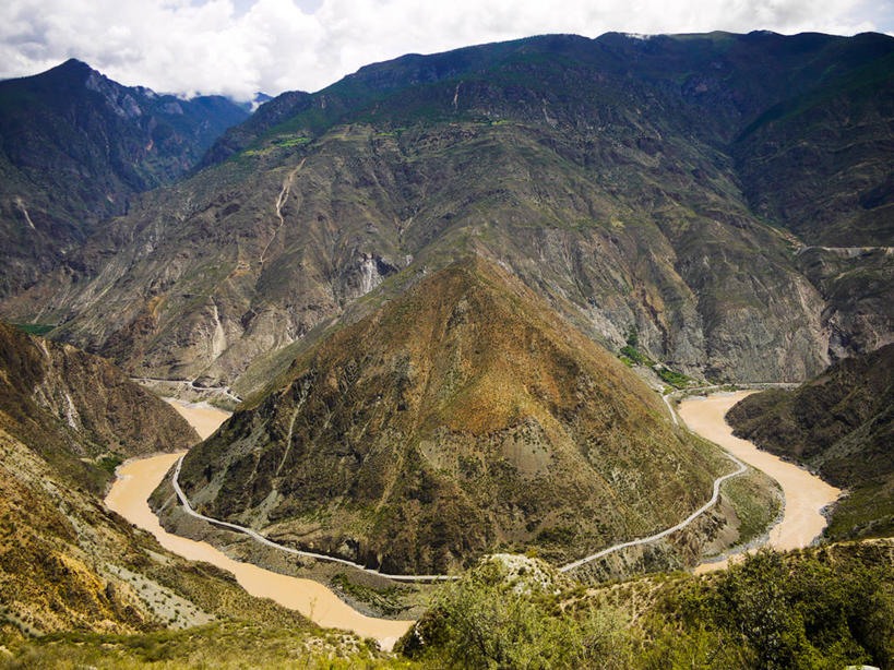 无人,横图,室外,白天,河流,山,山脉,草,风景,自然,摄影,宁静,长江,云南省,地质学,自然地理,彩图