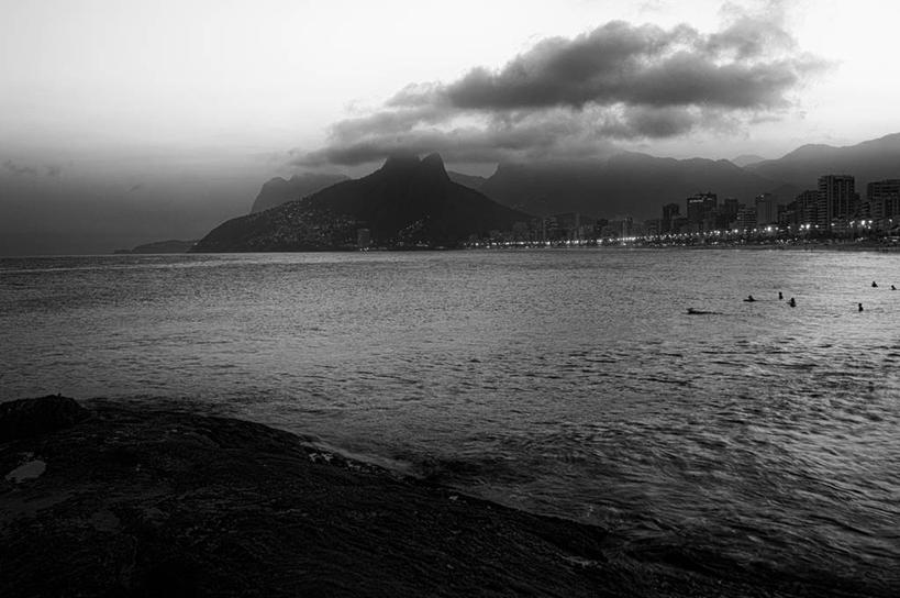 无人,横图,黑白,室外,度假,海洋,山,建筑,巴西,云,天空,自然,黄昏,摄影,宁静,里约热内卢,里约热内卢州,海滩