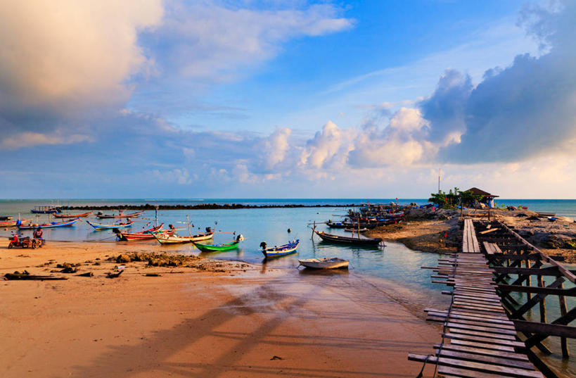 无人,横图,室外,海洋,日落,泰国,停靠,木制,水平线,云,桥,渔船,天空,自然,运输,摄影,停泊,苏梅岛,海滩,彩图