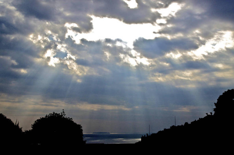 无人,横图,室外,日出,海洋,美景,山,日本,光线,景观,云,光芒,神奈川县,风景,天空,自然,景色,摄影,宁静,自然风光,热海,彩图