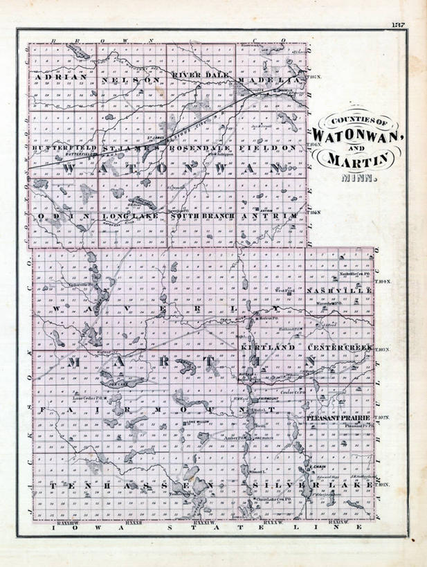 无人,竖图,地图,历史,古董,明尼苏达,彩图,马丁县