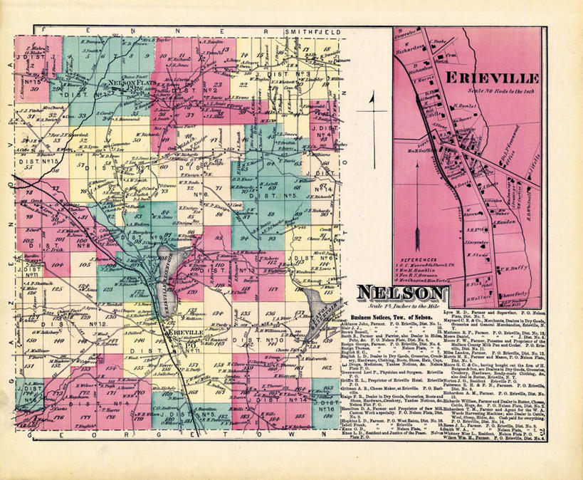 无人,横图,地图,城镇,历史,古董,纽约州,尼尔森,彩图