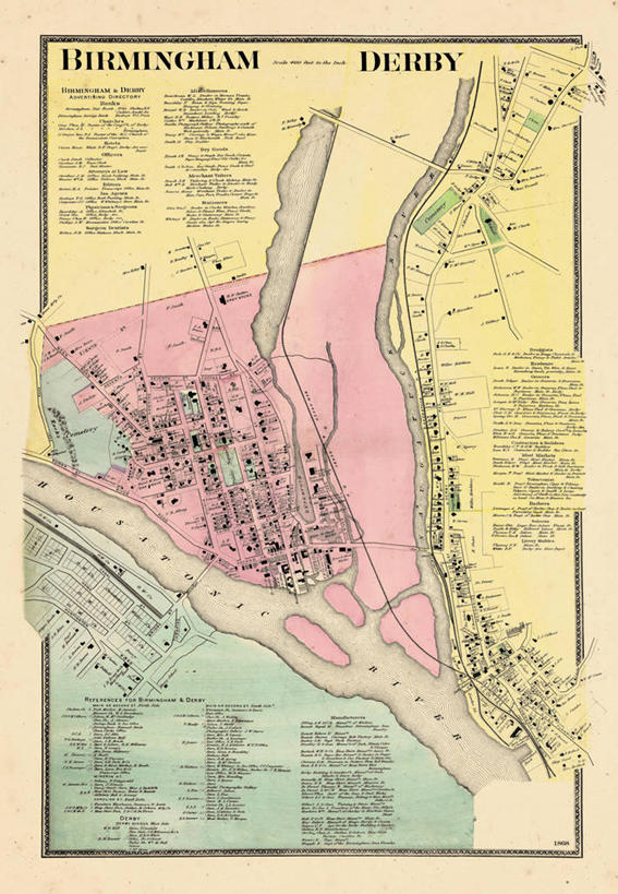 无人,竖图,地图,城镇,历史,古董,康涅狄格州,彩图