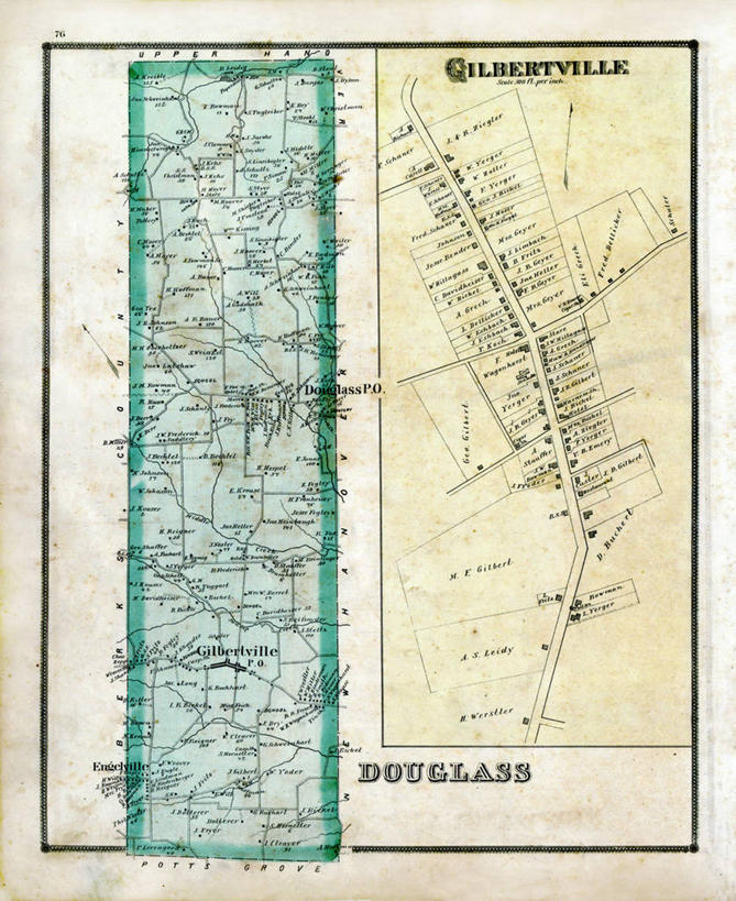 无人,竖图,地图,城镇,历史,古董,宾夕法尼亚,道格拉斯,彩图