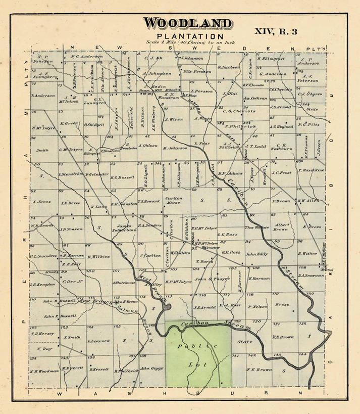 无人,竖图,地图,历史,古董,缅因州,彩图