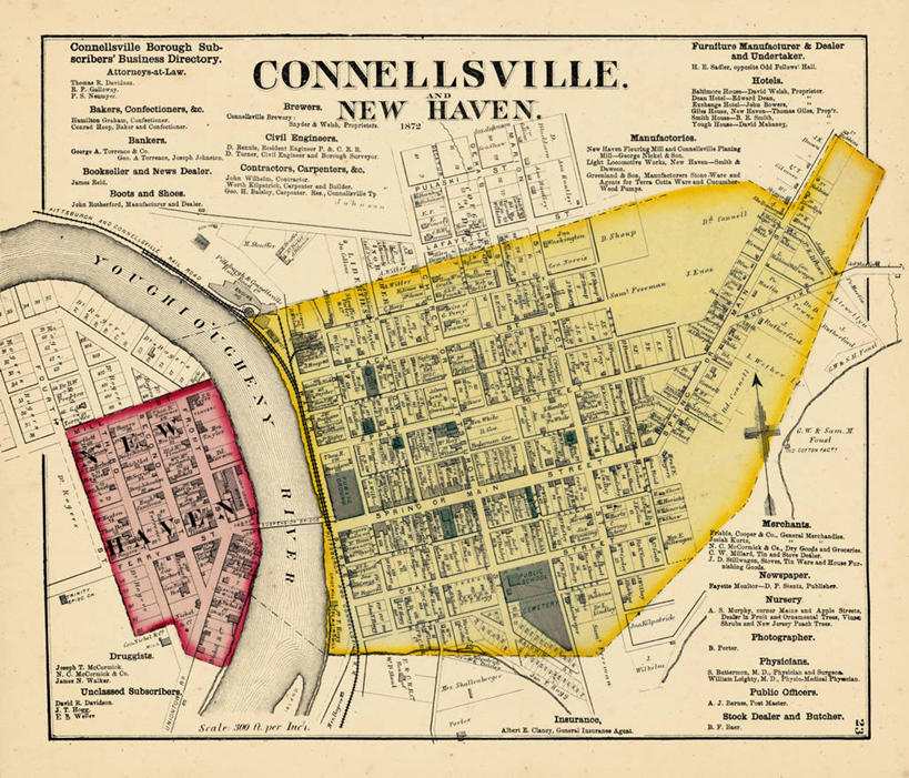 无人,横图,地图,城镇,历史,古董,宾夕法尼亚,新港,彩图