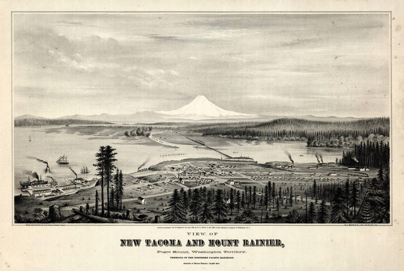 无人,横图,俯视,地图,历史,古董,华盛顿州,彩图,高角度拍摄,皮尔斯县