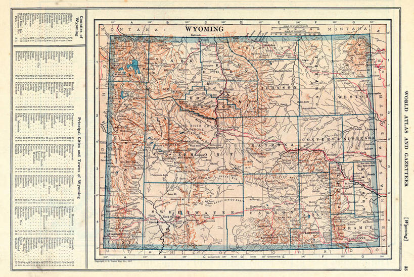 无人,横图,地图,历史,古董,怀俄明,彩图