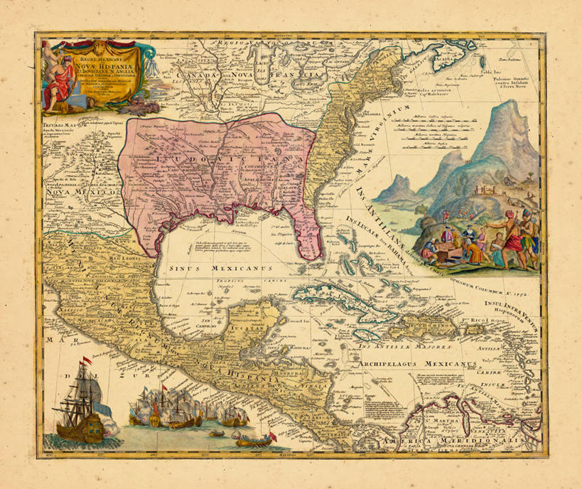 无人,横图,地图,美国,历史,古董,北美,西印度群岛,中美洲,彩图