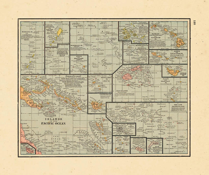 无人,横图,地图,历史,古董,北美,大洋洲,太平洋岛屿,彩图