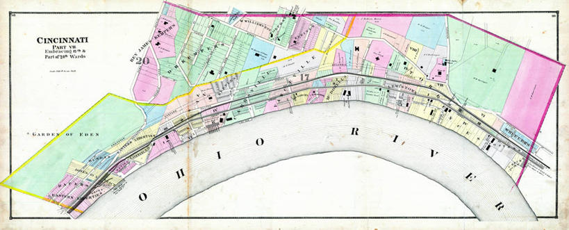 无人,横图,全景,地图,城镇,历史,古董,俄亥俄州,辛辛那提,彩图,地图学