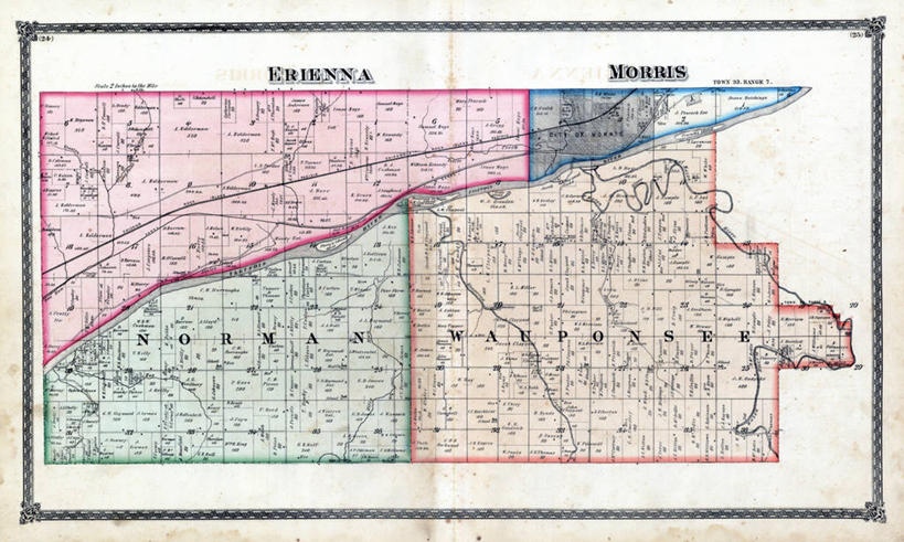 无人,横图,地图,历史,古董,伊利诺斯州,莫里斯,彩图,地图学