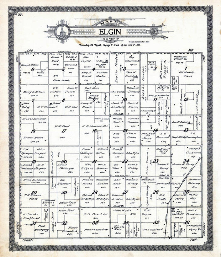 无人,竖图,地图,历史,古董,内布拉斯加,埃尔金,彩图,地图学
