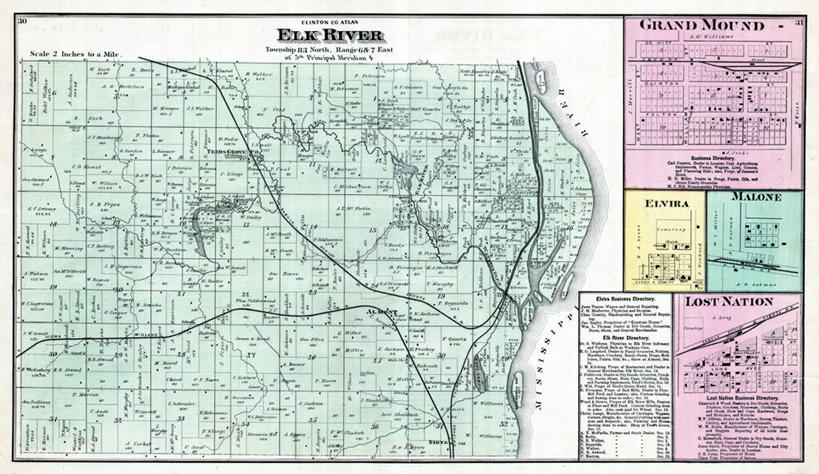 无人,横图,地图,城镇,历史,古董,彩图,地图学,爱荷华,埃尔克河