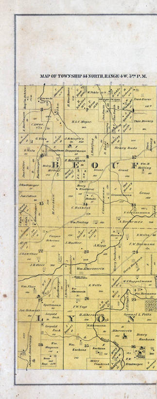 无人,竖图,全景,地图,历史,古董,里昂,密苏里,彩图,地图学