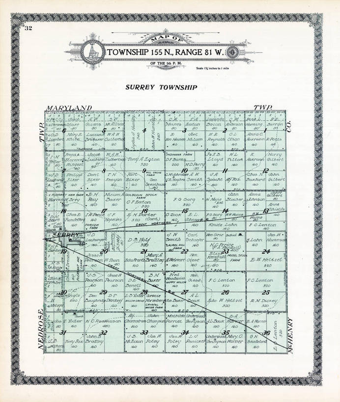 无人,竖图,地图,历史,古董,北达科他州,萨里市,彩图,地图学