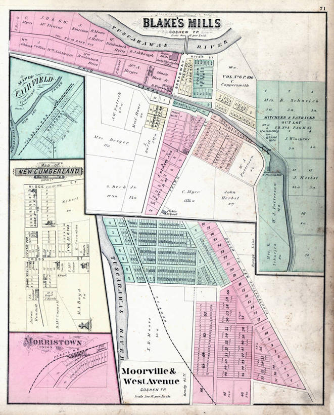 无人,竖图,地图,城镇,历史,古董,俄亥俄州,彩图,莫里斯敦,地图学