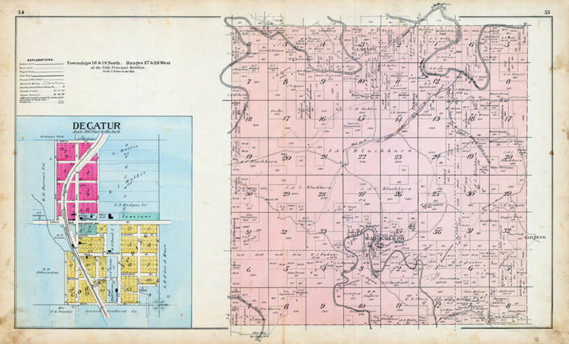 无人,横图,地图,城镇,历史,古董,阿肯色州,彩图,地图学