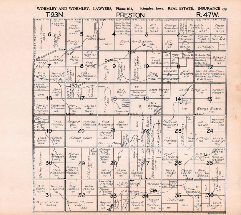 无人,横图,地图,历史,古董,彩图,普雷斯顿,地图学,爱荷华