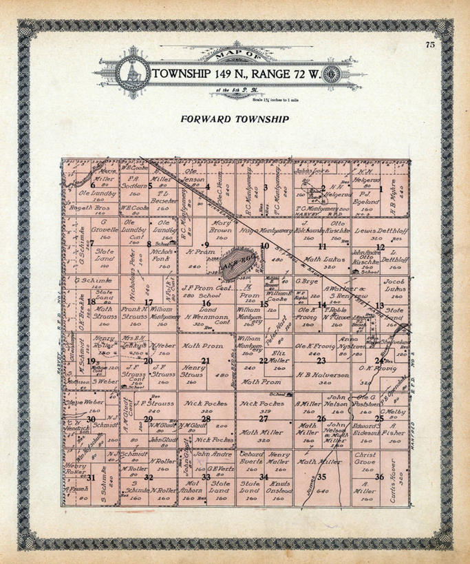 无人,竖图,地图,历史,古董,前锋,北达科他州,彩图,地图学