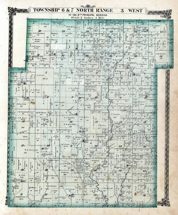 无人,竖图,地图,北,历史,古董,伊利诺斯州,彩图,地图学