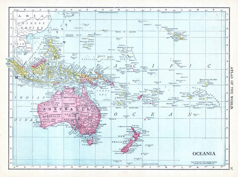 无人,横图,地图,历史,古董,大洋洲,彩图,地图学