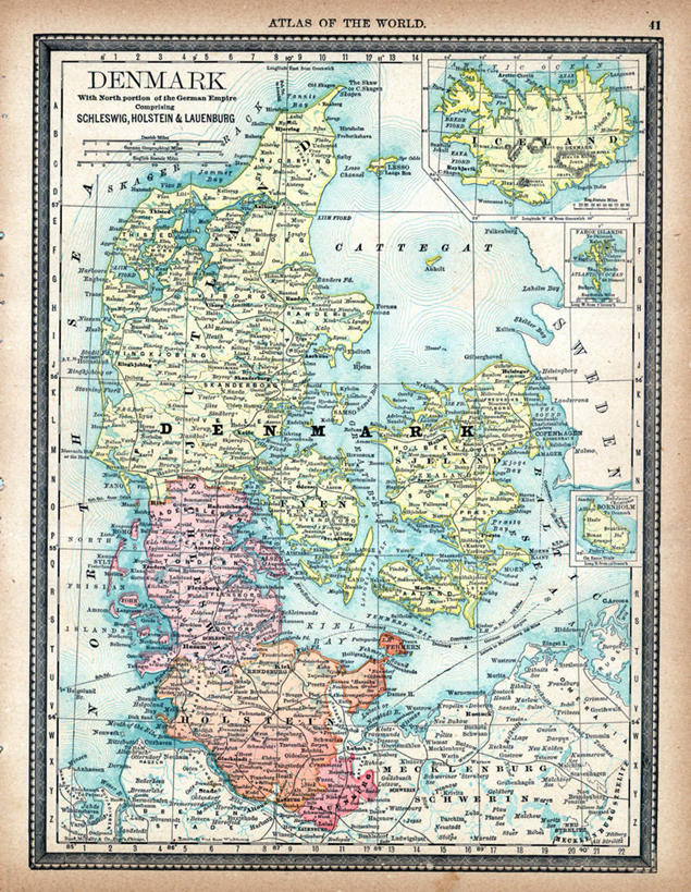 无人,竖图,地图,丹麦,历史,古董,彩图,地图学