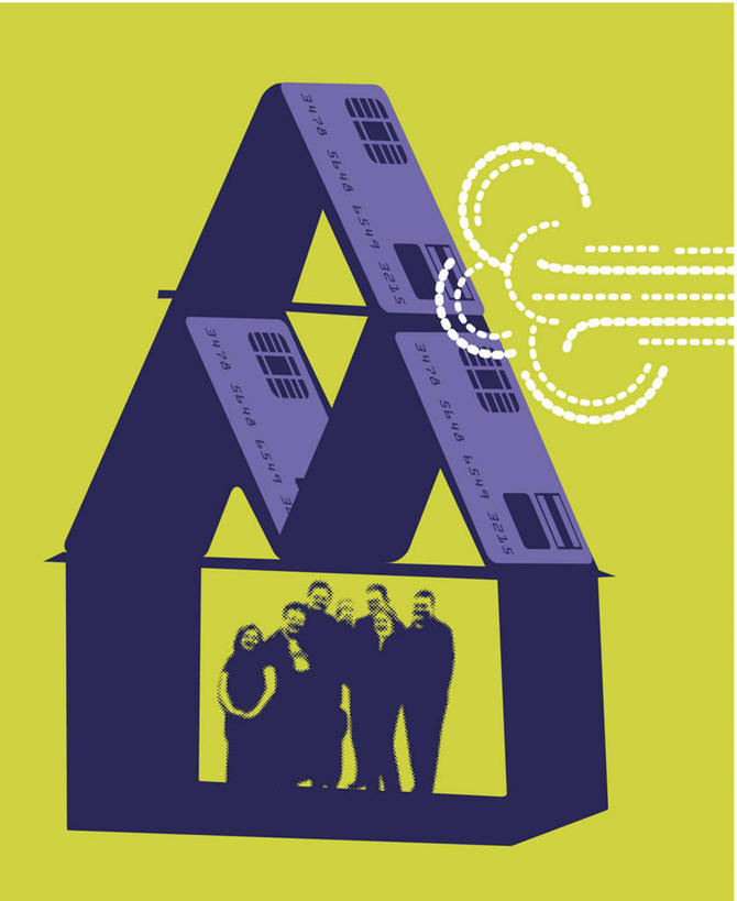 成年人,家,站,竖图,插画,留白,正面,信用卡,数码,科技,风,阴影,网络,房屋,高光,几何,计算机图形,合成,图画,画,金融,电脑合成图,数码合成图,脆弱,合成图,漫画,挑战,债务,写实,具体,具象,危险,男人,女人,彩图,纸牌屋,弱点