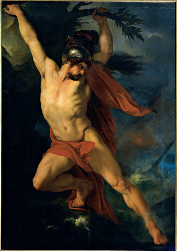 成年人,中年人,健壮,一个人,竖图,插画,室外,夜晚,绘画,数码,科技,油画,仅一个男性,仅一个人,仅一个中年男性,阴影,艺术,网络,高光,几何,计算机图形,古典,合成,图画,文化,画,工艺品,品味,力量,美术,电脑合成图,数码合成图,高雅,合成图,漫画,希腊神话,意大利文化,写实,具体,具象,美学,埃阿斯,男人,男性,中年男性,彩图