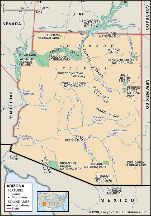 无人,竖图,特写,湖,河流,沙漠,山脉,地图,美国,英文字母,亚利桑那,国家公园,边界,自然地理,彩图,全画面,全框架,全帧,影棚拍摄,全画幅