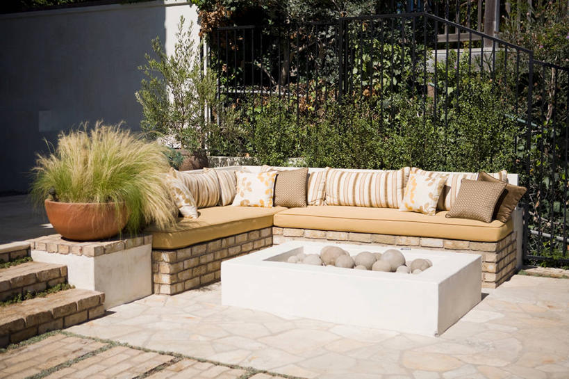 无人,横图,室外,白天,家具,日光,美国,长椅,院子,北美,加利福尼亚,火坑