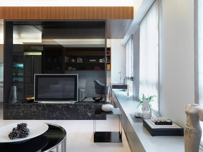 无人,横图,室内,白天,台湾,日光,亚洲,透明,大理石,现代,白色,黑色,灰色,台北,电视机,壁架