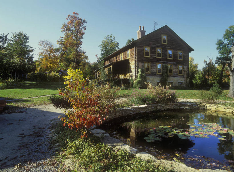 家庭,家,农场,横图,草坪,水,百合花,木制,房屋,池塘,花,风景,自然,怀旧,简单,圆木,记忆,秋天,小木屋,门廊