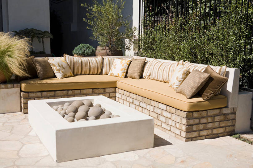 无人,横图,室外,白天,家具,日光,美国,长椅,院子,北美,加利福尼亚,火坑