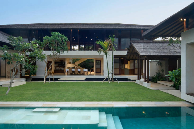 无人,游泳池,横图,室外,留白,水,建筑,印度尼西亚,亚洲,球袋,饭厅,现代,草,概念,建造
