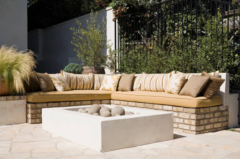 无人,横图,室外,白天,家具,日光,美国,长椅,院子,北美,加利福尼亚,火坑