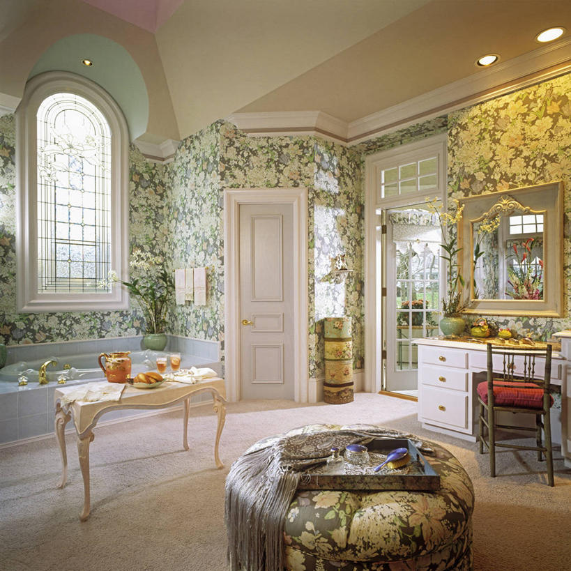 早餐,壁纸,窗户,地板,地毯,镜子,天花板,浴室,桌子,花瓶,椅子,花纹,木制,瓷砖,光,拱门,冰块,脚凳,陶瓷制品,地面,漩涡,梳妆台,干净,玻璃窗,盒子,绿色,白色,灰色,毛巾,模具,古董,协调,涂料,高雅,着色,华贵,反射镜,苍白,软垫,冰茶,彩色玻璃,铅,塑造,跪垫