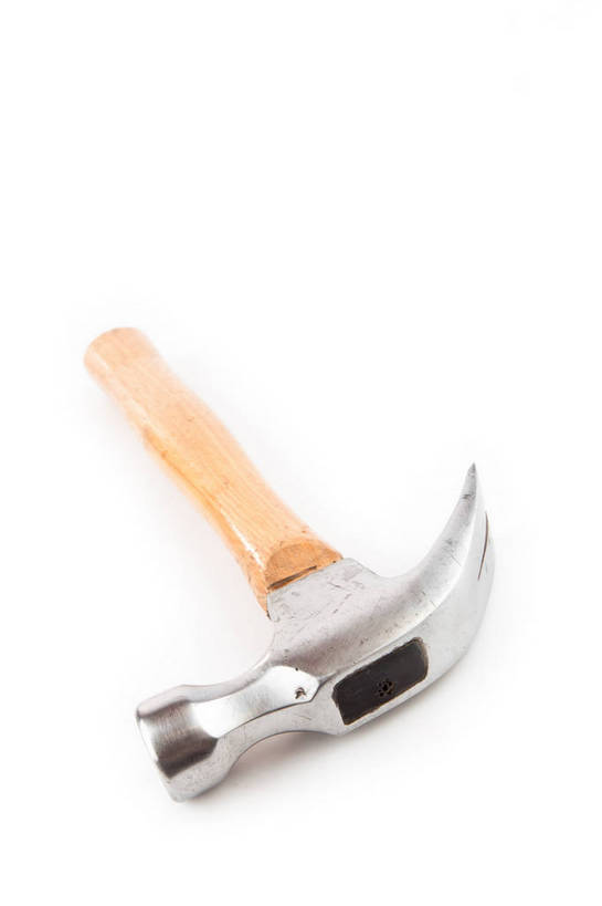 无人,竖图,俯视,室内,特写,白天,白色背景,静物,敲打,锤子,工具,榔头,一个,摄影,影棚,单个,五金,变形,紧固,矫正,塑形,牢固,彩图,高角度拍摄,影棚拍摄,拍摄