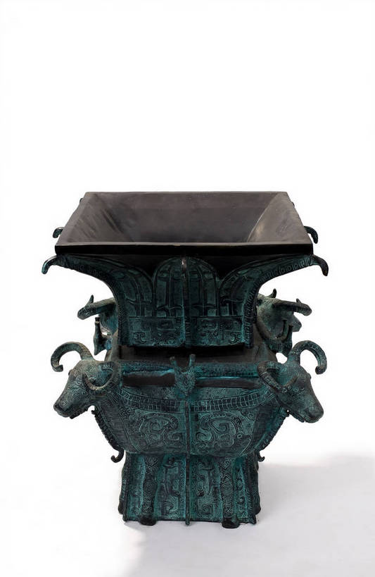 竖图,彩色,静物,金属制品,中国,金属,雕刻,图片,文化遗产,艺术品,历史,文物,装饰品,古代,一个,摄影,单个,古董,中国文化,东亚,青铜,青铜器,古远,古代文明,美术工艺,影棚拍摄,传统文化,青铜制品,礼器,四羊方尊,bj174