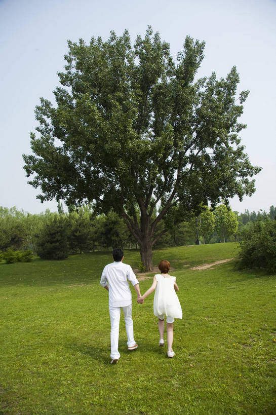 东方人,成年人,两个人,公园,走,竖图,彩色,室外,白天,爱情,度假,时尚,快乐,幸福,纯洁,草地,草坪,树林,图片,休闲装,树,背面,自然,郊游,休闲,健康,放松,活力,可爱,乐趣,美女,亲密,童年,童趣,摄影,生活方式,轻松,户外活动,童真,烂漫,无邪,天真,男人,男性,年轻男性,年轻女性,女人,女性,亚洲人,中国人,年轻人,情侣,休闲活动,手拉手,全身,bj174