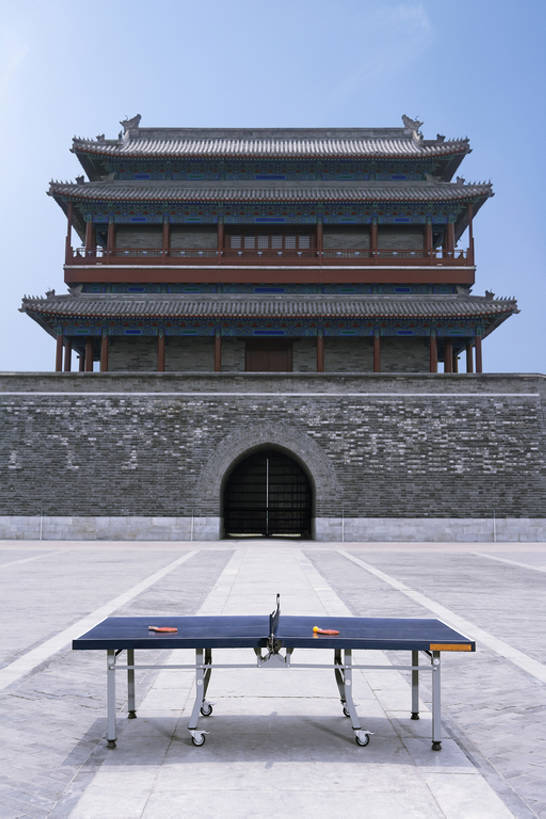 无人,公园,故宫,寺庙,竖图,室外,白天,运动,桌子,北京,中国,亚洲,塔,乒乓球拍,乒乓球桌,训练,历史,传统,宝塔,红色,奥运,平衡,摄影,中国文化,东亚,乒乓球,彩图,bj175