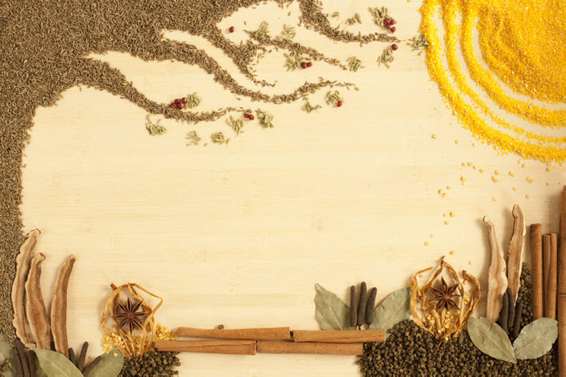 无人,横图,特写,留白,静物,许多,干燥,香料,食品,很多,饮食,壁画,彩图,bj175