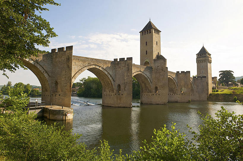 横图,室外,白天,河流,法国,欧洲,地形,桥,风景,天空,卡奥尔,bj175