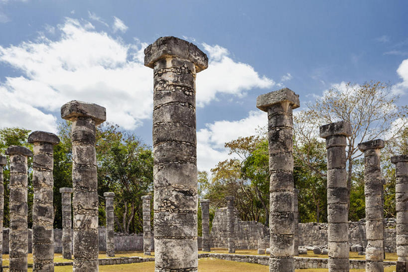 无人,寺庙,横图,室外,白天,重复,石头,墨西哥,一排,许多,堆叠,整齐,雕刻,圆柱,很多,排列,摄影,拉丁美洲,队列,旧的,岩石,彩图,礼拜堂,传统文化,bj175